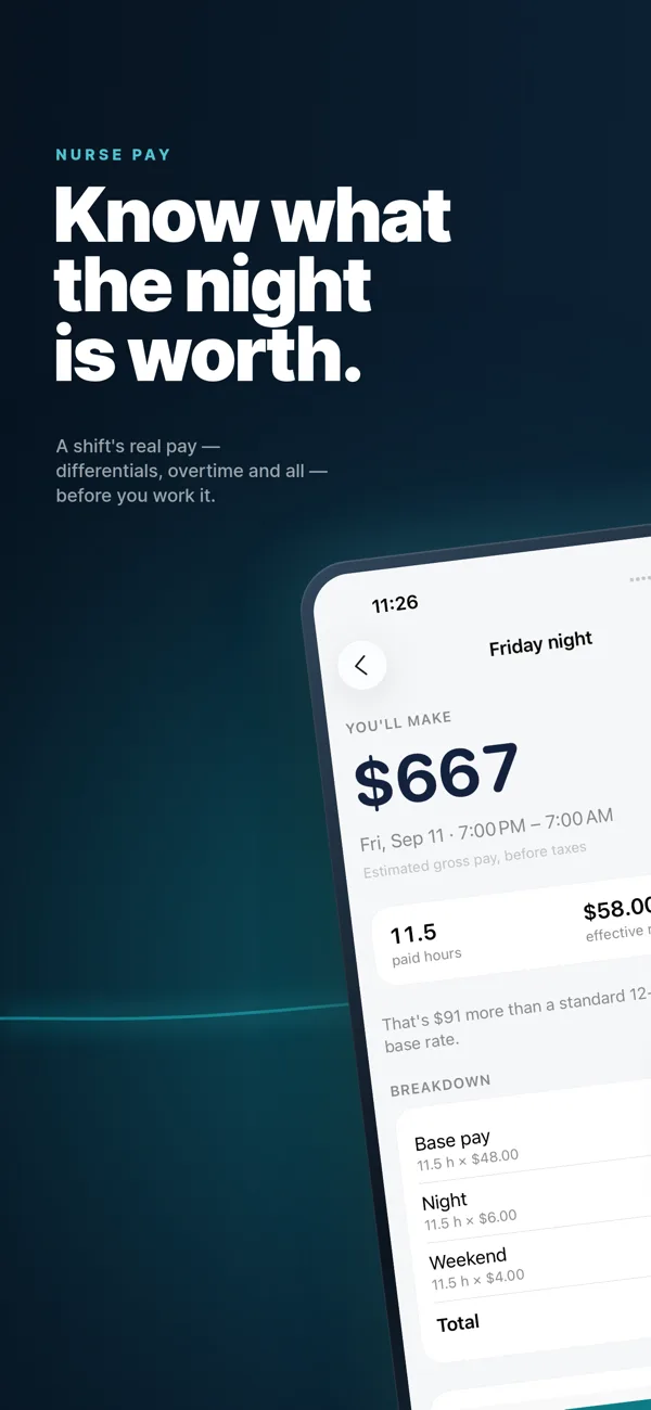 “Know what the night is worth”: a Friday night shift, 7:00 PM to 7:00 AM, estimated at $667